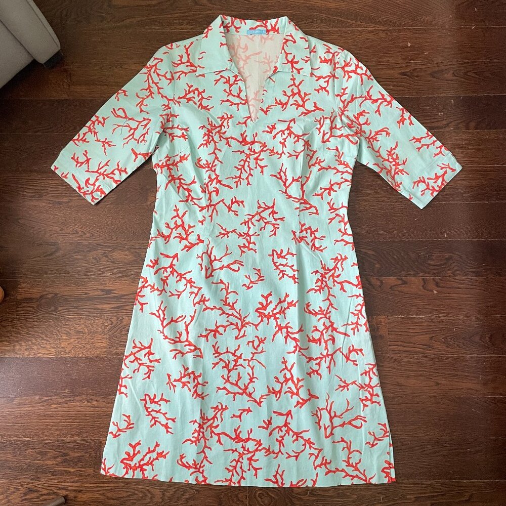 J. McLaughlin Aqua Coral Reef Catalina Cloth Dress-Size 10